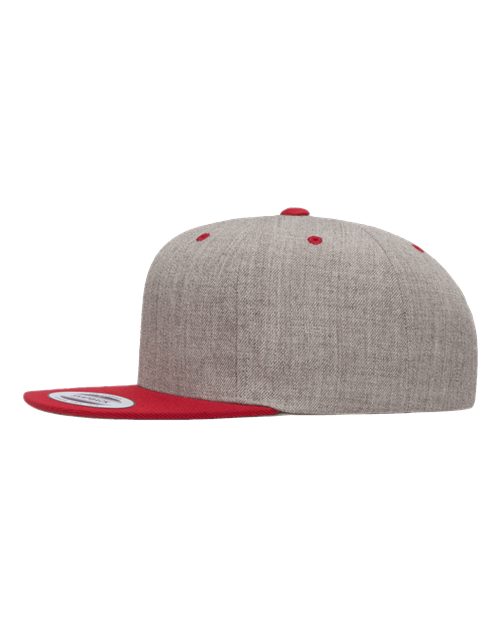 6089M Flat Bill Snapback - Heather Grey/Red
