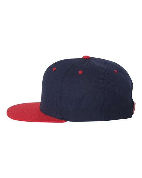 6089M Flat Bill Snapback - Navy/Red