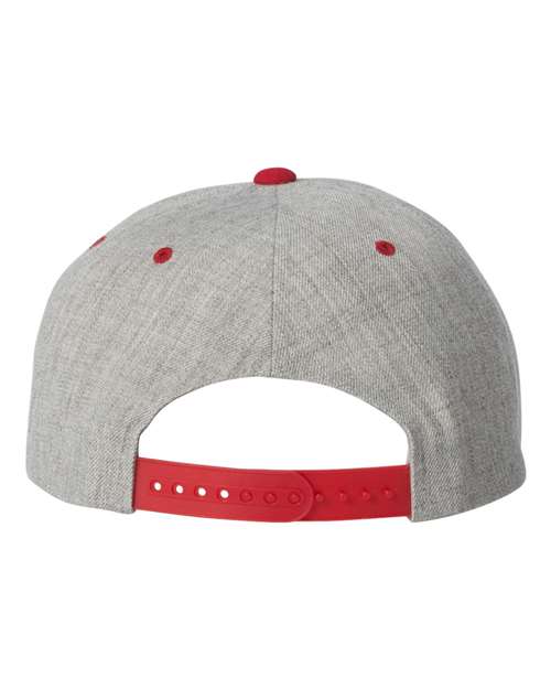 6089M Flat Bill Snapback - Heather Grey/Red