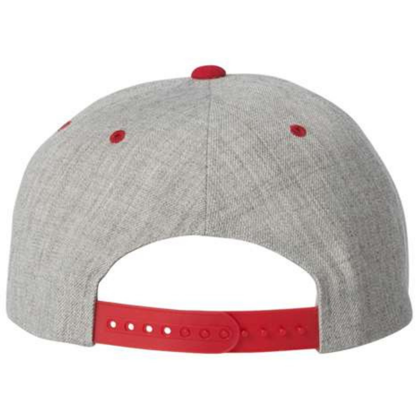 Yupoong 6089M Flat Bill Snapback - Heather Grey/Red