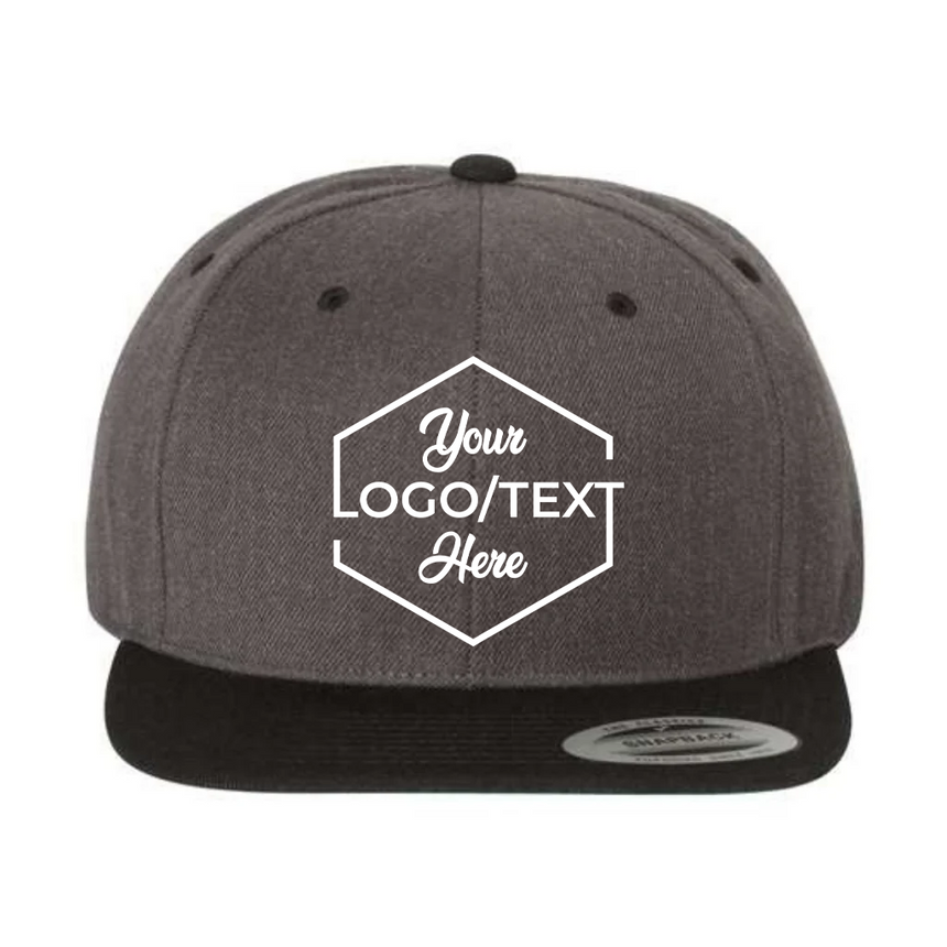 Yupoong 6089M Flat Bill Snapback - Dark Heather/Black