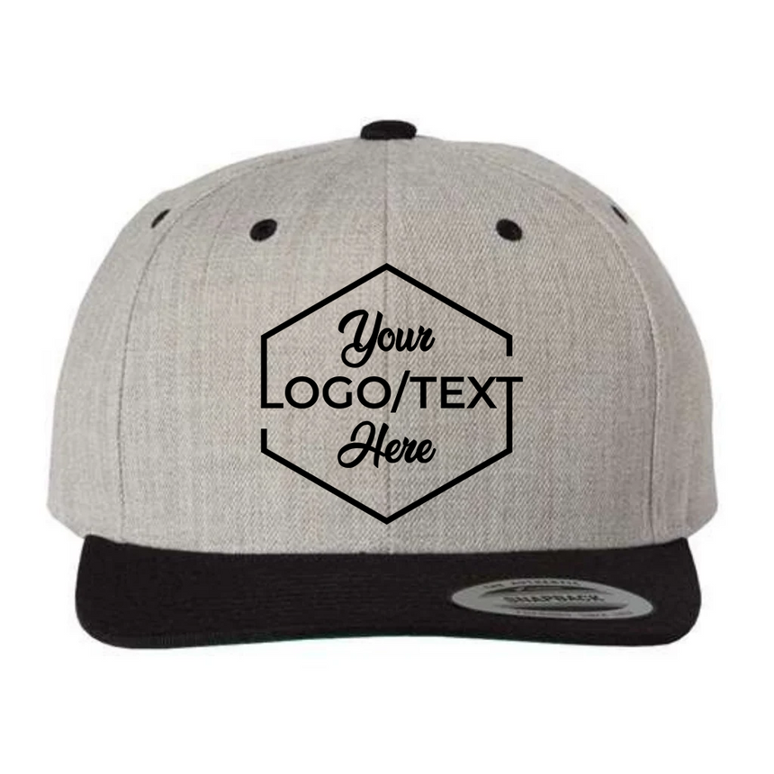 Yupoong 6089M Flat Bill Snapback - Heather Gray/Black