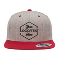 Yupoong 6089M Flat Bill Snapback - Heather Gray/Red