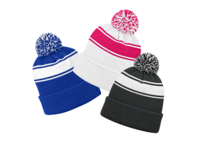 Sport-Tek STC28 Striped Pom Pom Beanie